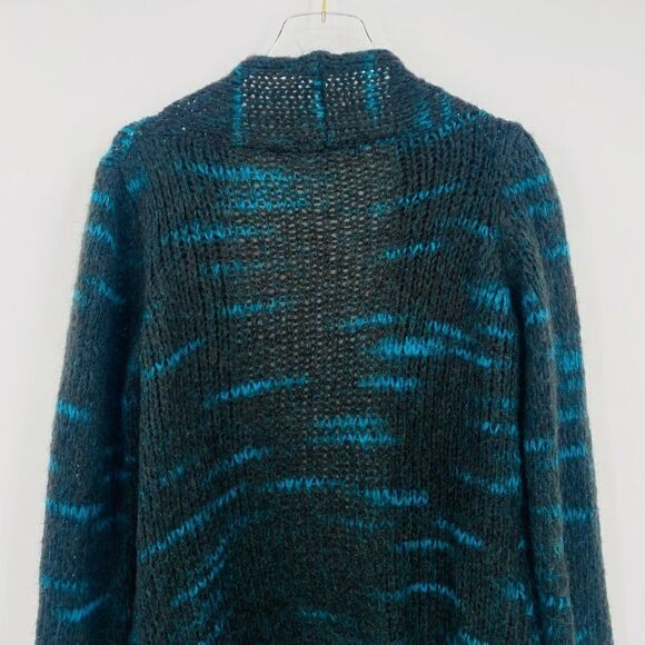 Elsamanda Size Large Made in Italy Blue & Black Mohair Wool Cardigan Sweater - Picture 8 of 10